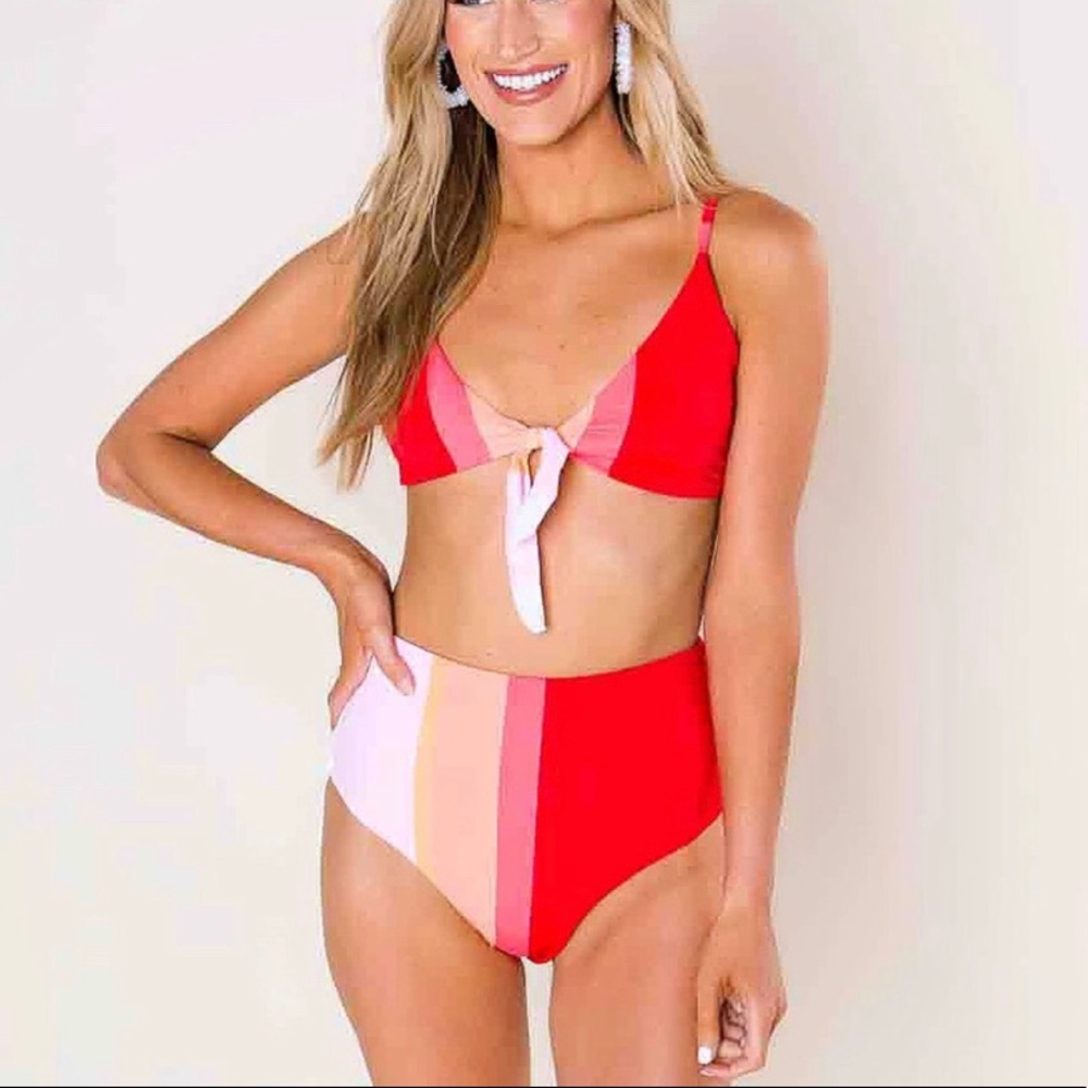 NWT Sunset Striped High Wasted Bikini